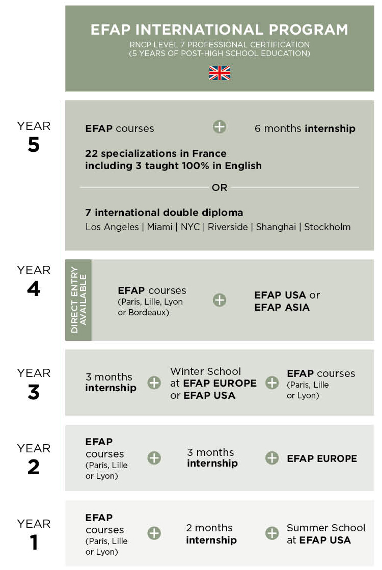 Schéma des études formation communication international EFAP